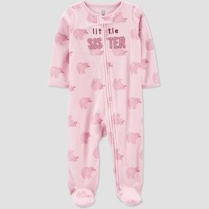 Carter's Just One You® Baby Girls' 'Little Sister' Footed Pajama Pink